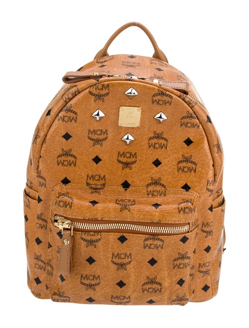 MCM Studded Logo Leather Backpack