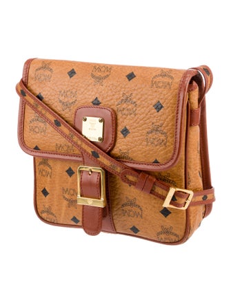 MCM Visetos Leather-Trimmed Crossbody Bag