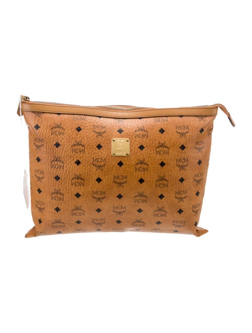 MCM Logo Monogram Coated Canvas Clutch