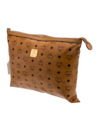 MCM Logo Monogram Coated Canvas Clutch