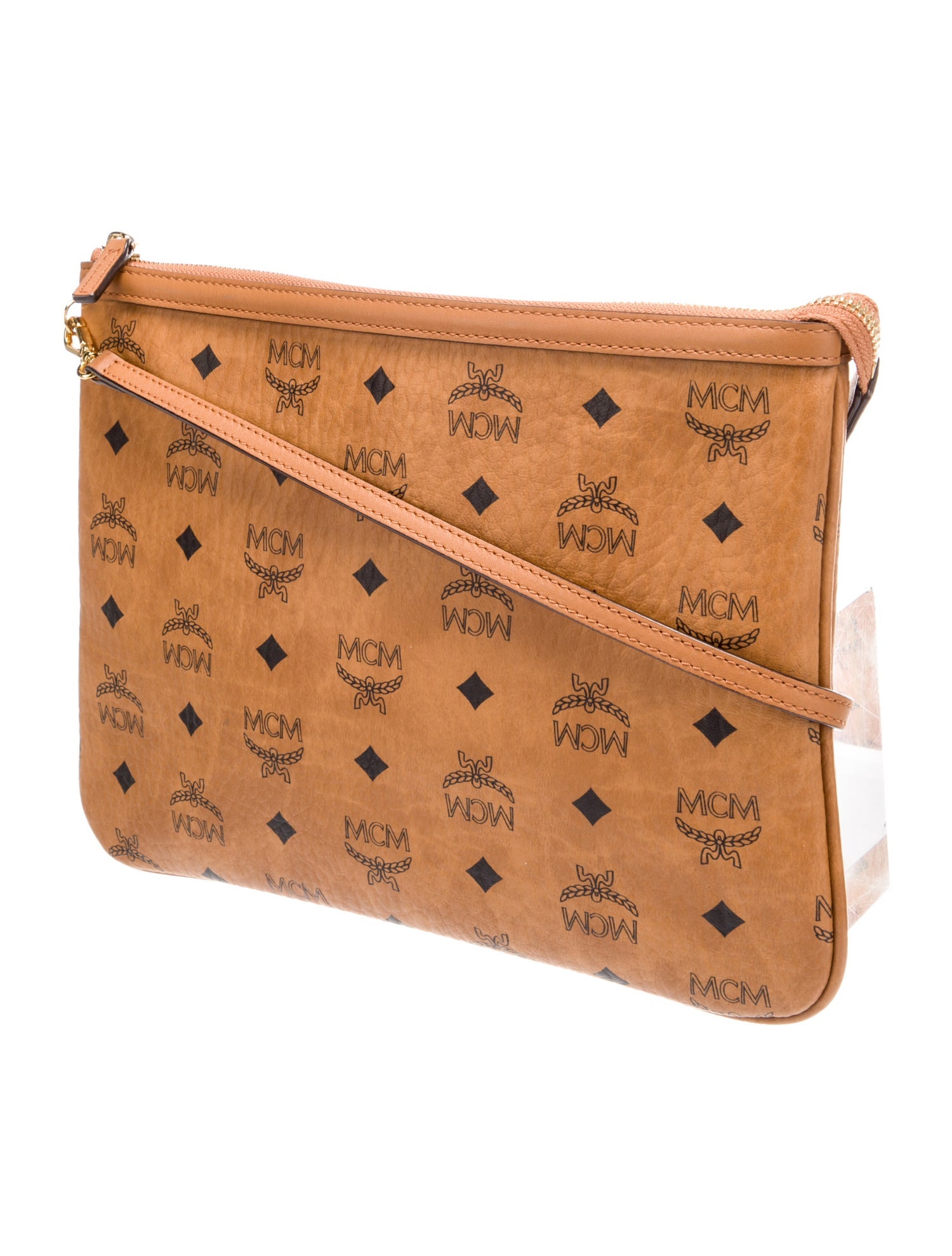 MCM Logo Monogram Coated Canvas Shoulder Bag - Brown Shoulder Bags 