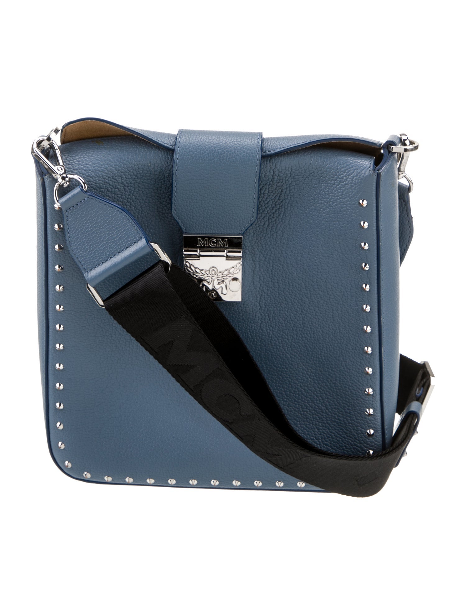 MCM Leather Messenger Bag Blue Crossbody Bags, Handbags W3058884