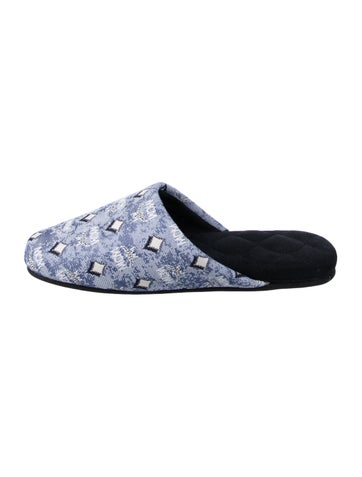 MCM Flats Denim Printed Mules 9.5