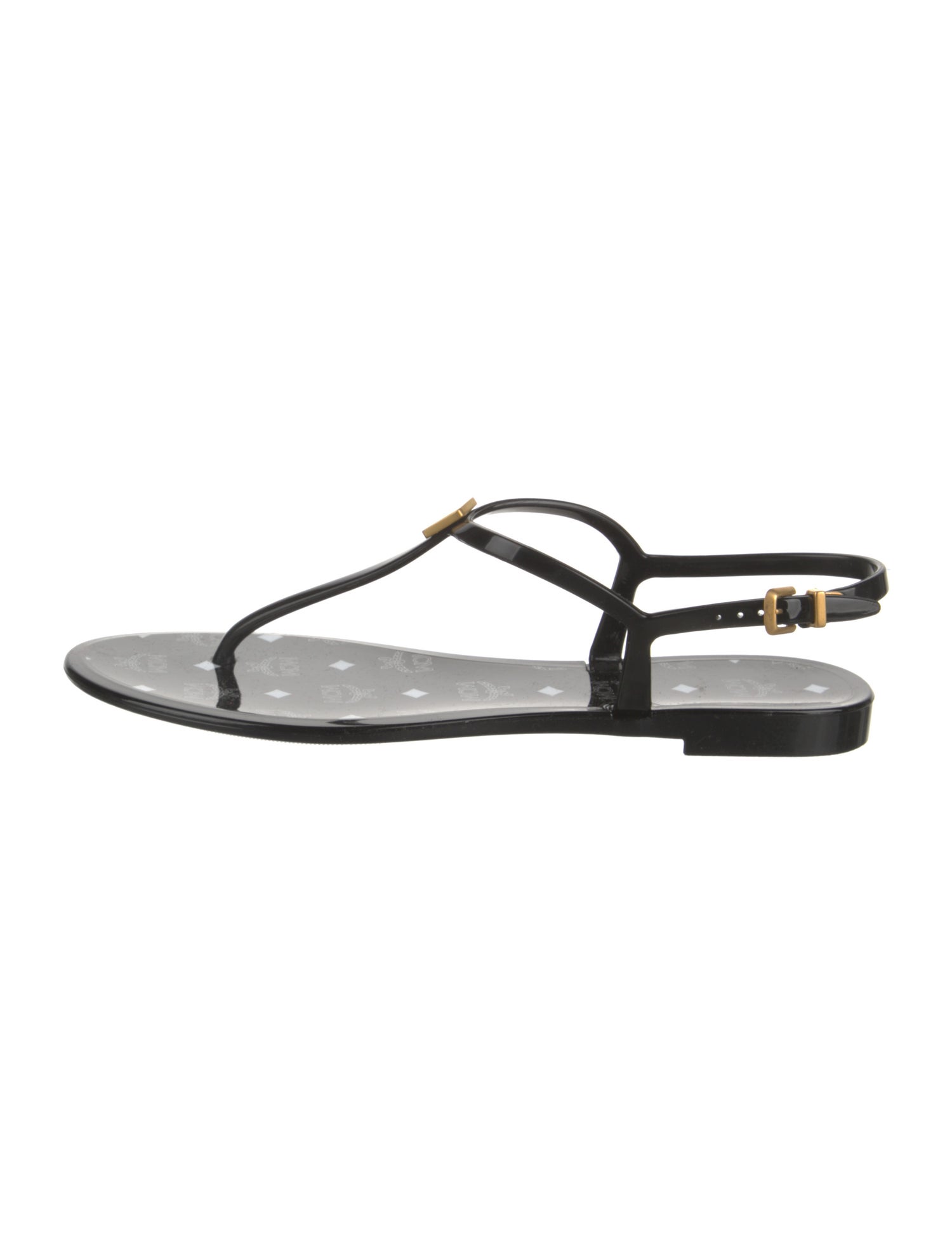 MCM Rubber T-Strap Sandals