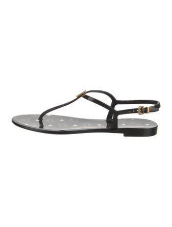 MCM Rubber T-Strap Sandals