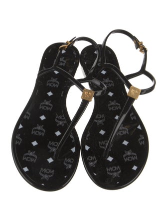 MCM Rubber T-Strap Sandals