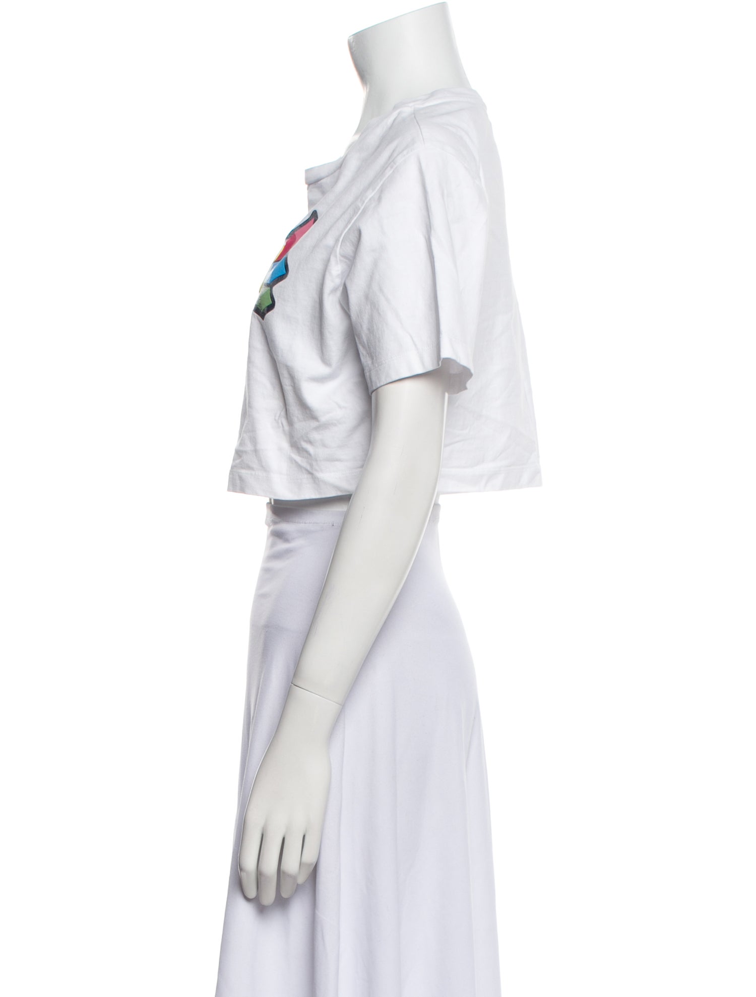 MCM Graphic Print Crew Neck Crop Top