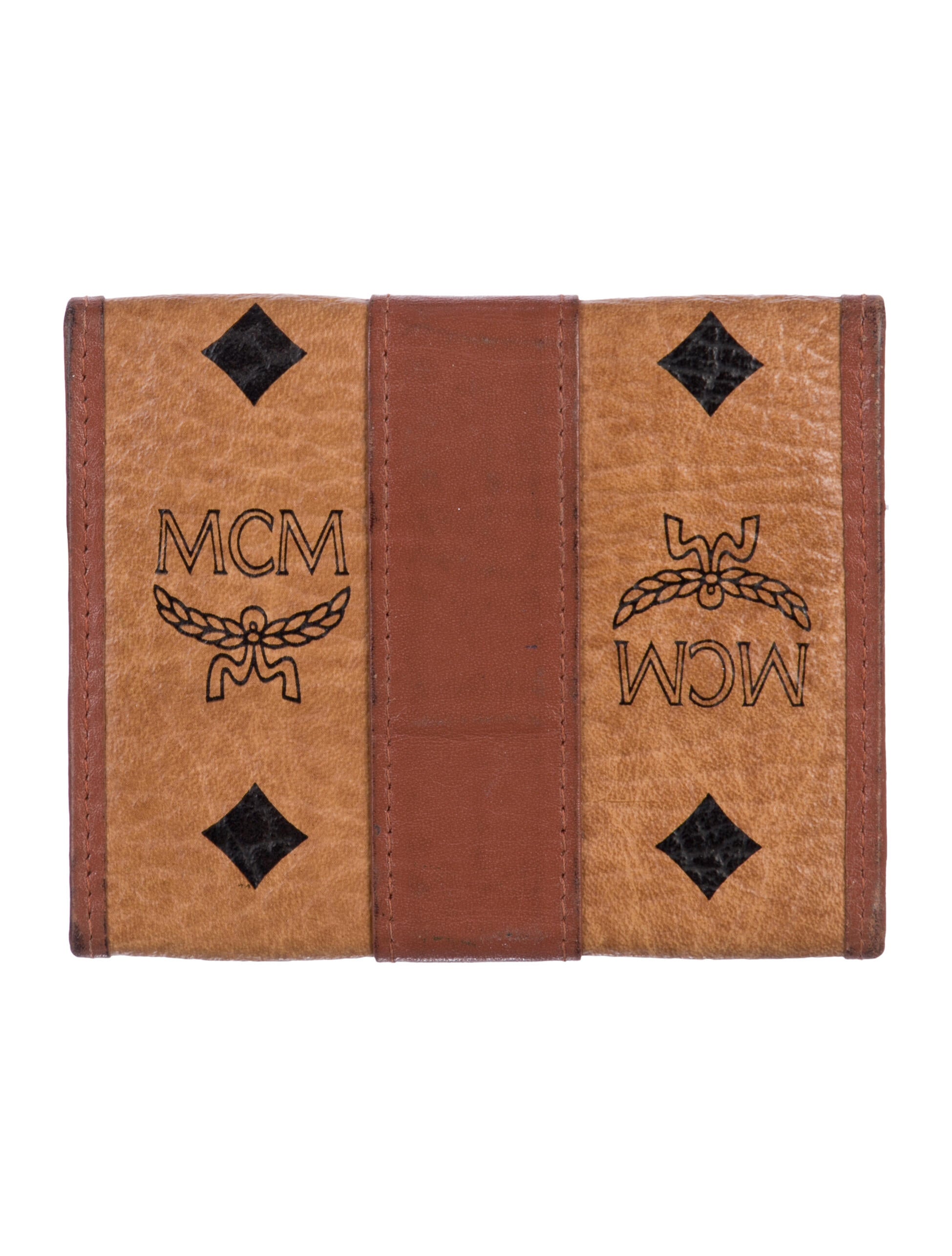 MCM Monogram Pattern Leather Compact Wallet