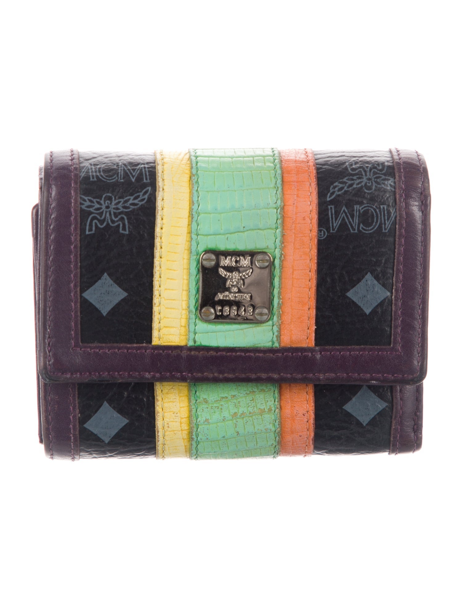 MCM Leather Printed Compact Wallet