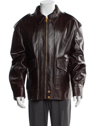 MCM Outerwear Calf Leather Moto Jacket XL