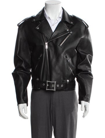 MCM Outerwear Lamb Leather Moto Jacket L