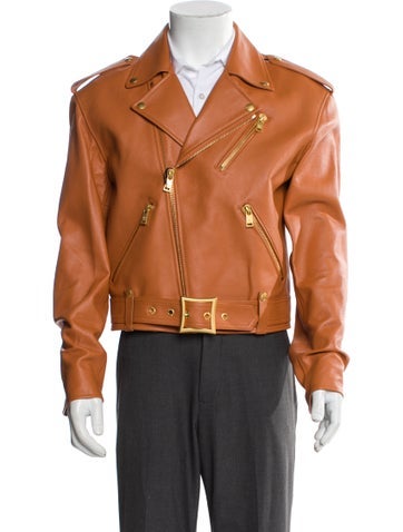 MCM Outerwear Lamb Leather Moto Jacket XL