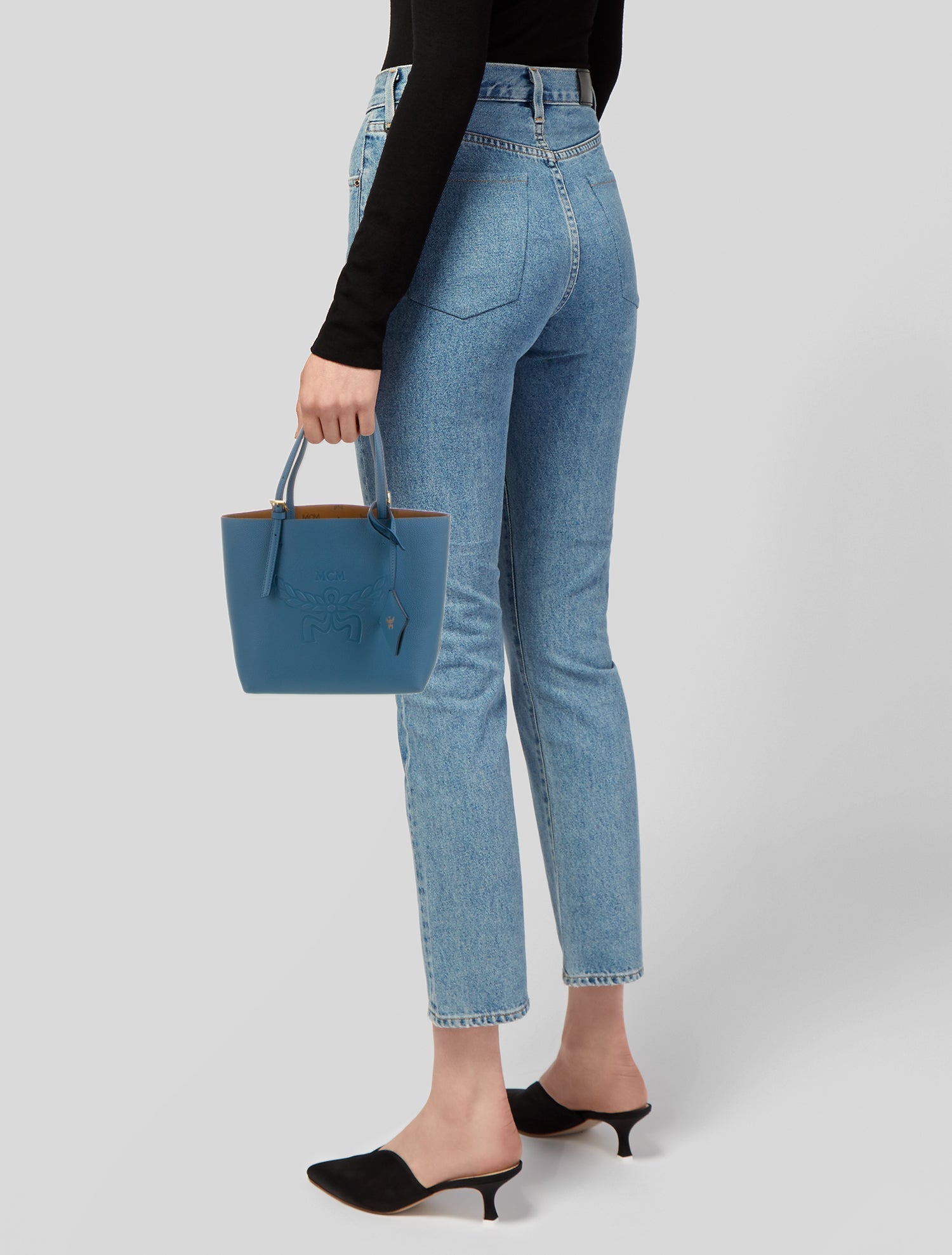 MCM Embossed Leather Himmel Shopper Mini