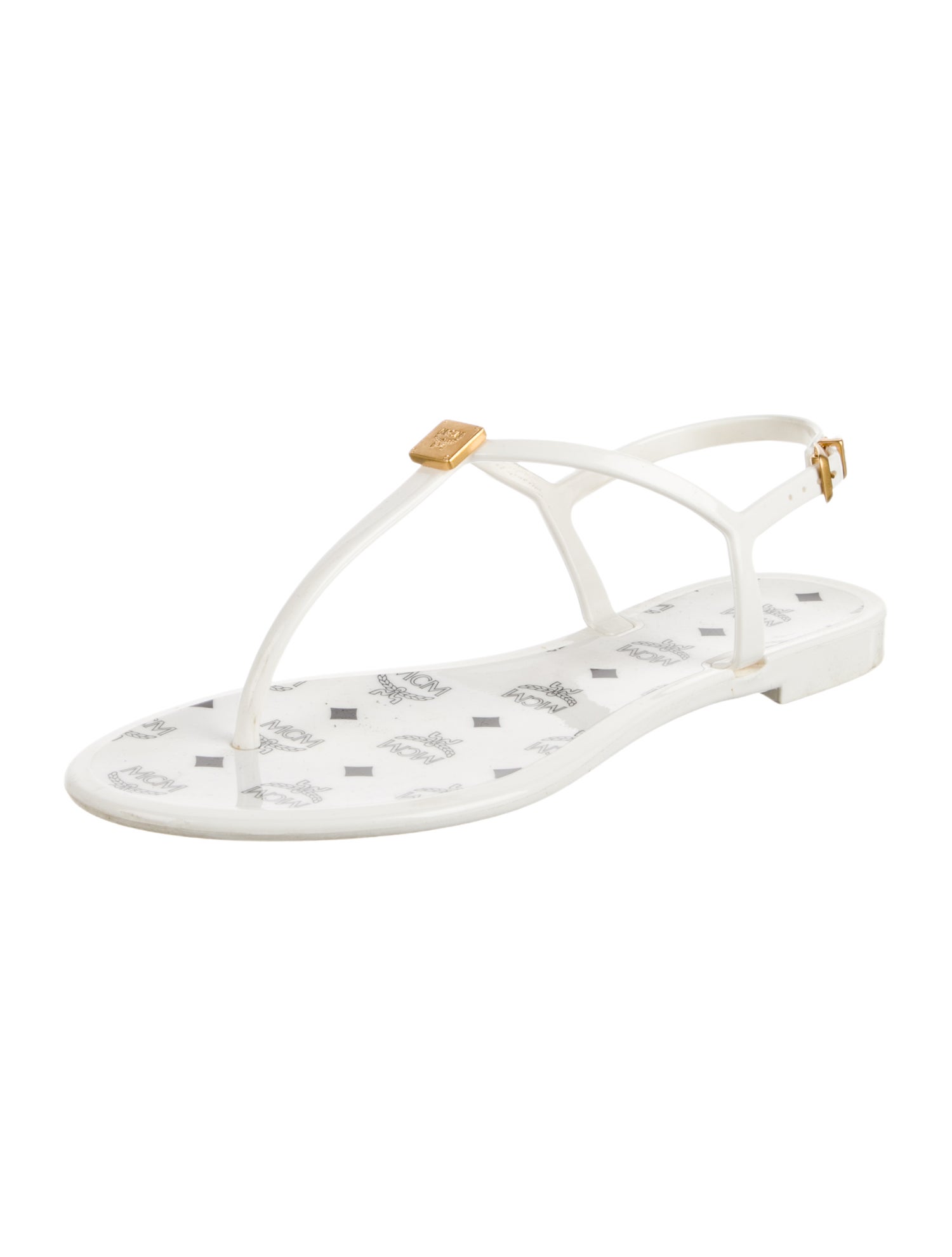 MCM PVC T-Strap Sandals
