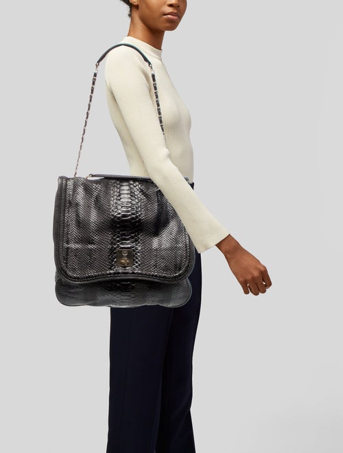 MCM Embossed Leather Top Handle Bag