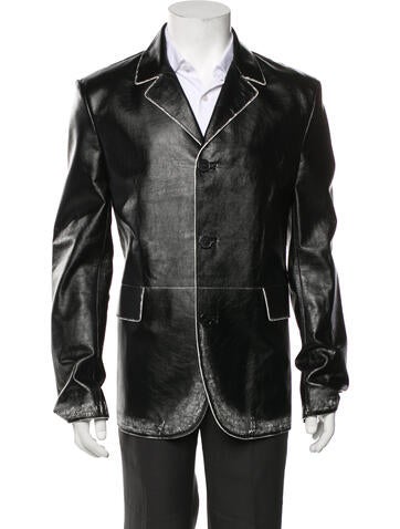 MCM Outerwear Lamb Leather Moto Jacket L