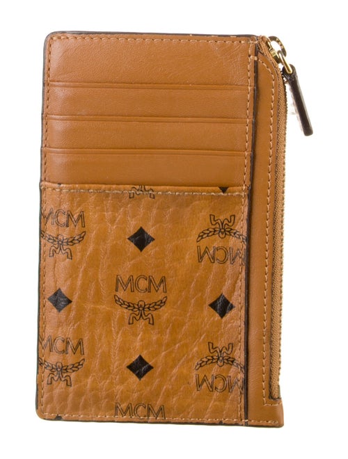 MCM Visetos Zip Card Case Monogram Pattern Card Holder