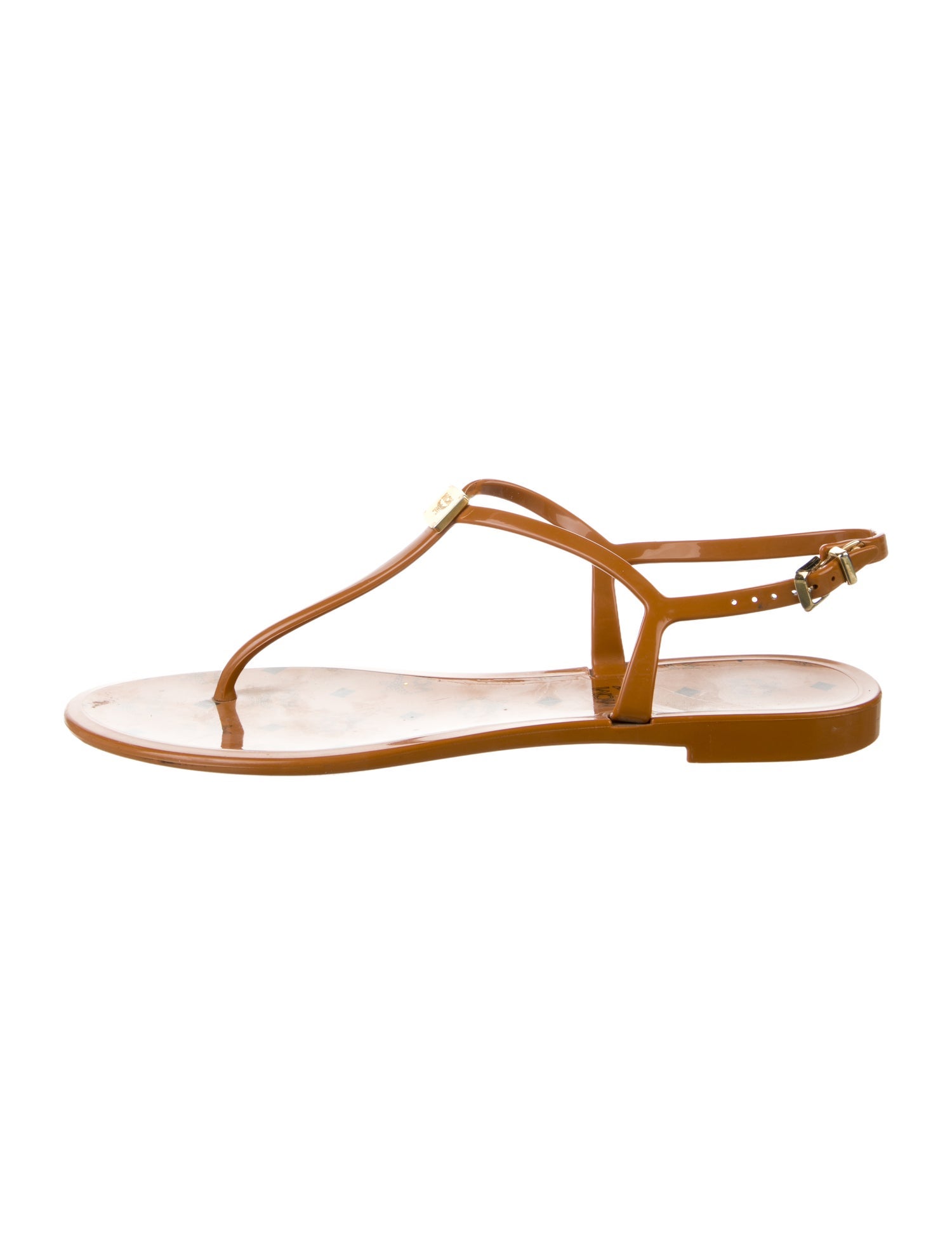 MCM Rubber T-Strap Sandals