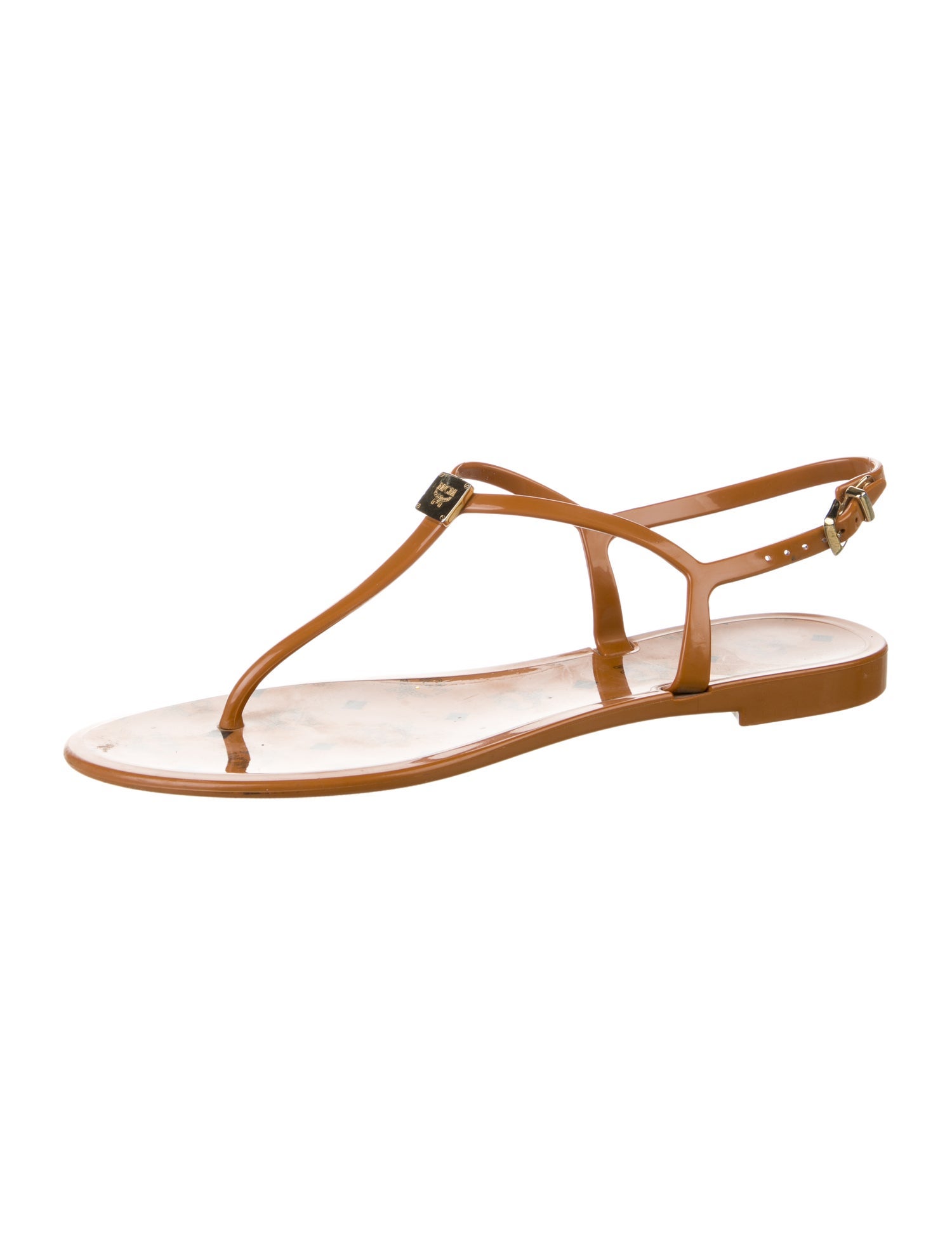 MCM Rubber T-Strap Sandals