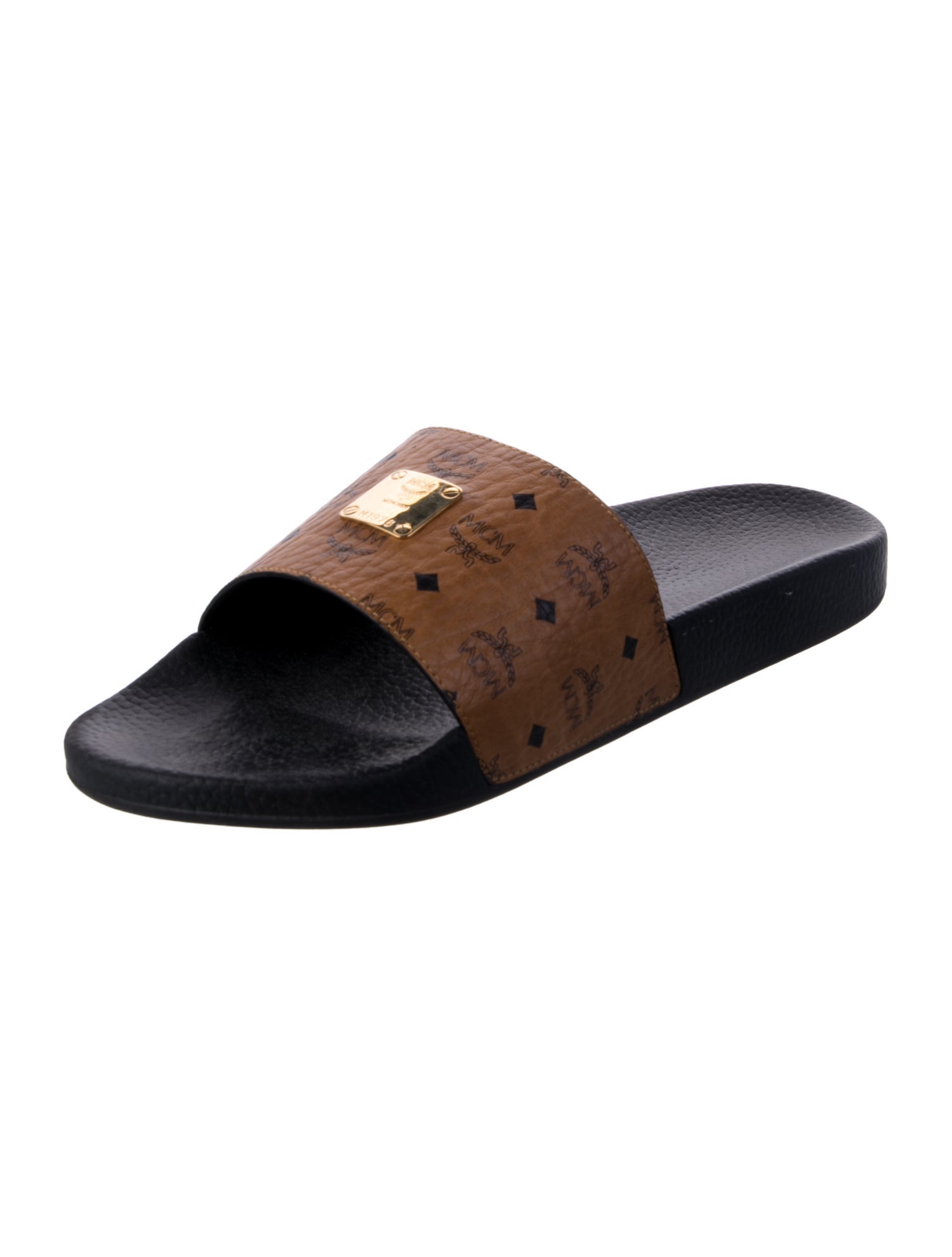 MCM Leather Printed Slides