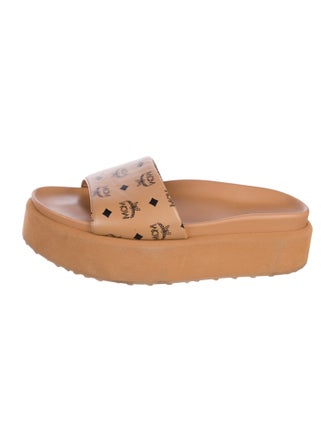 MCM Leather Printed Slides