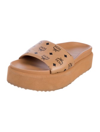 MCM Leather Printed Slides
