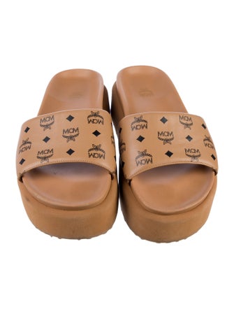 MCM Leather Printed Slides