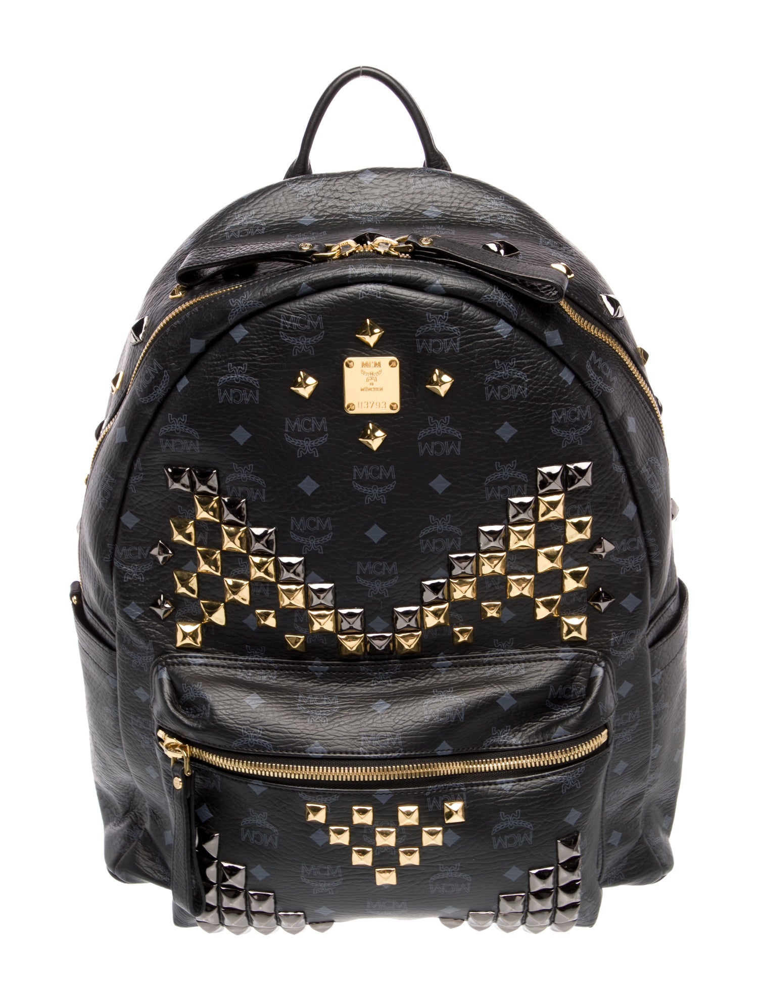 MCM Monogram Studded Visetos Backpack Large