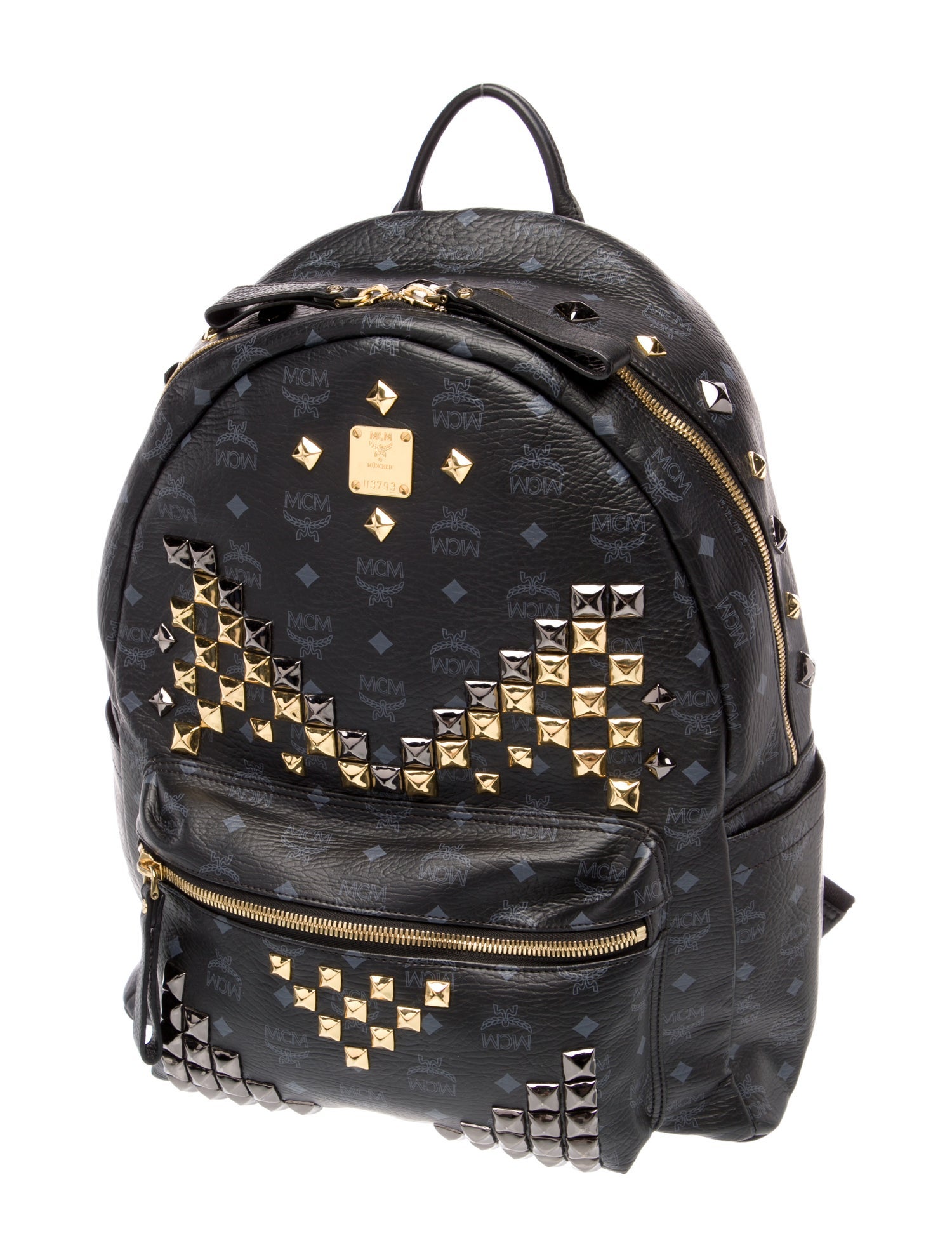 MCM Monogram Studded Visetos Backpack Large