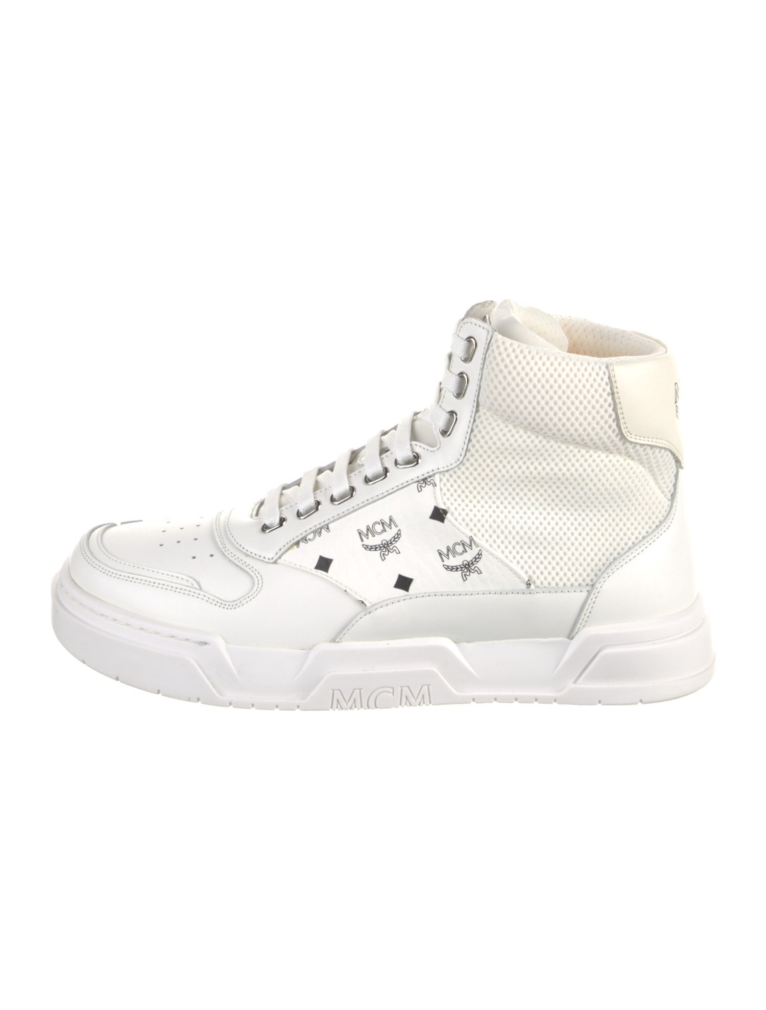 MCM Leather Mesh Accents Sneakers