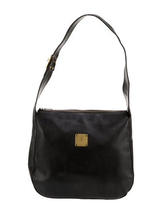 MCM Embossed Leather Shoulder Bag