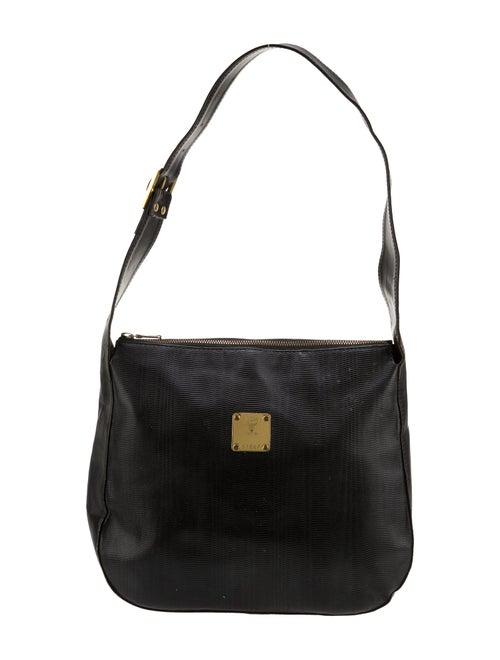 MCM Embossed Leather Shoulder Bag