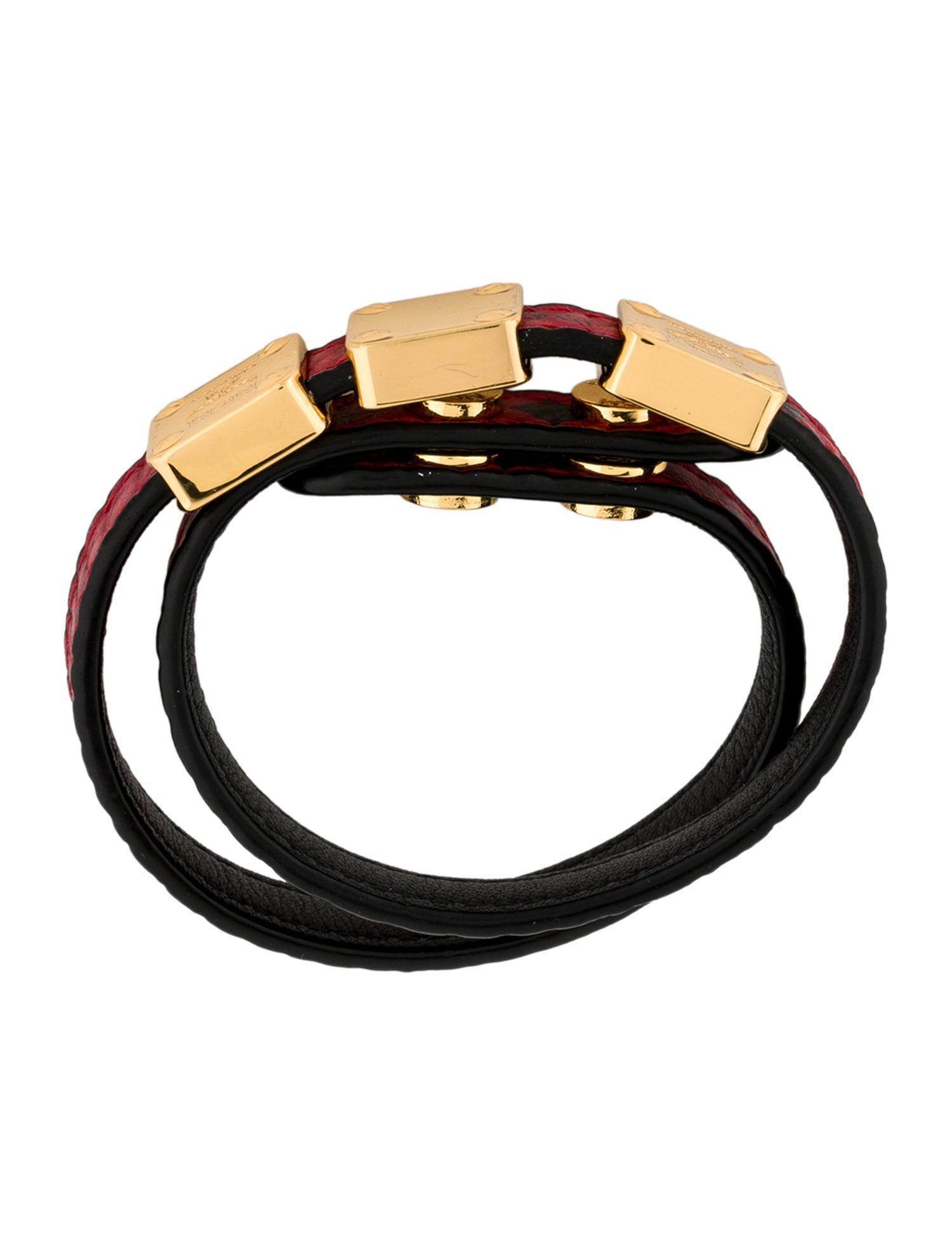 MCM Leather Reversible Double Wrap Bracelet