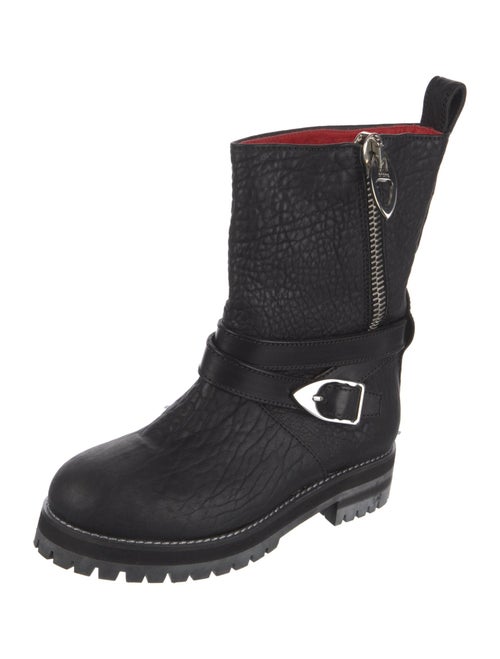 MCM Embossed Leather Moto Boots