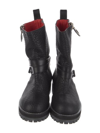 MCM Embossed Leather Moto Boots
