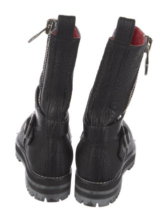 MCM Embossed Leather Moto Boots