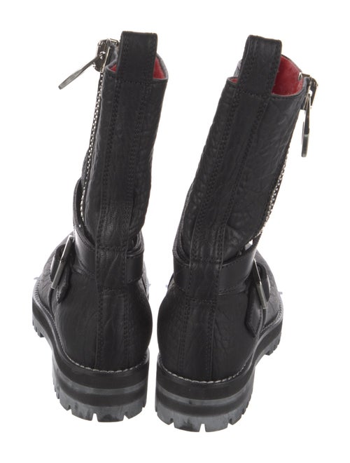 MCM Embossed Leather Moto Boots