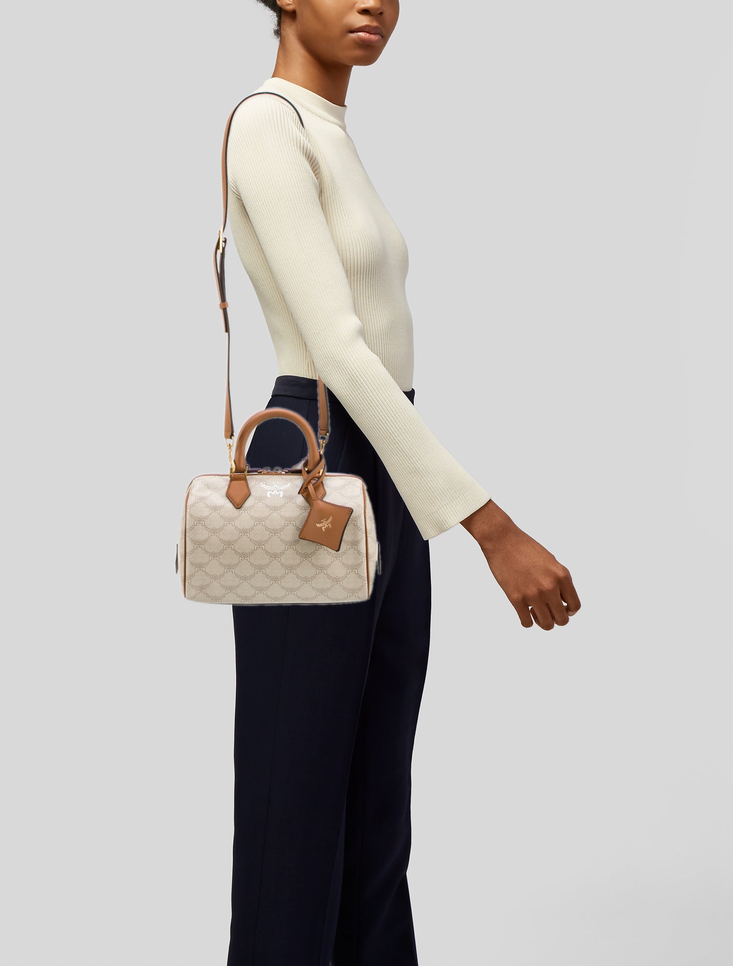 MCM Canvas Top Handle Bag w/ Tags