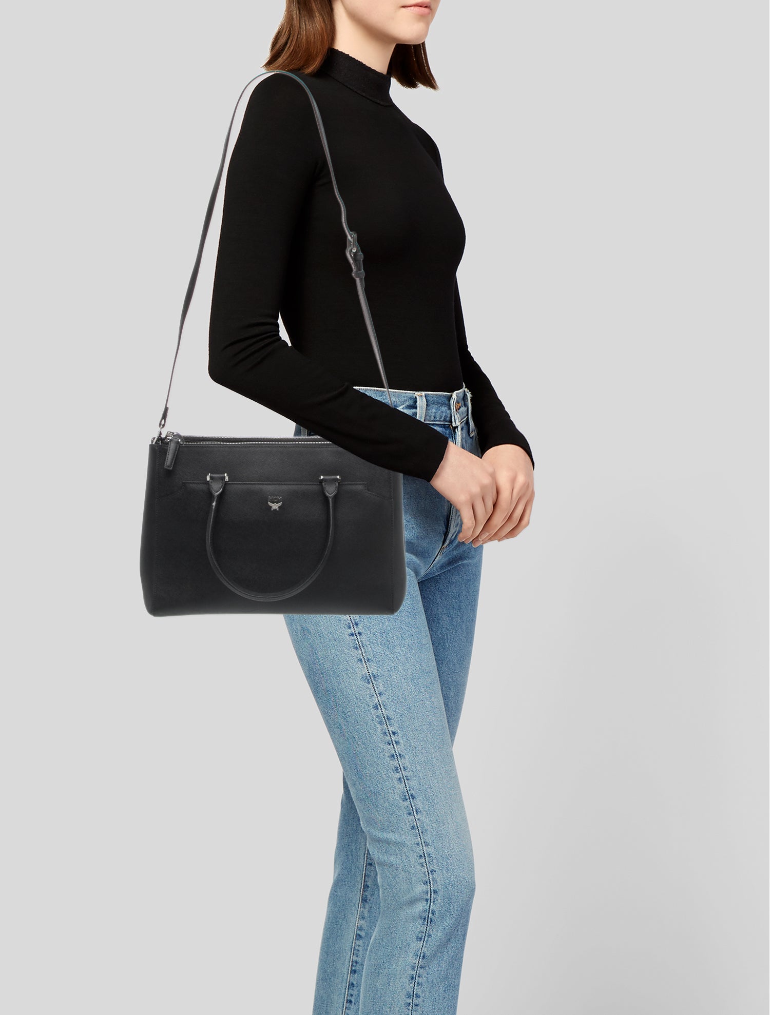 MCM Saffiano Leather Top Handle Bag