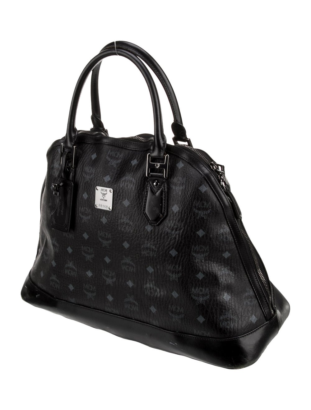 MCM Top Handle Bag Black Monogram Pattern & Viset… - image 3