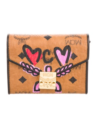 MCM Monogram Pattern Leather Compact Wallet