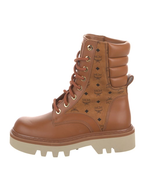 MCM Signature Logo Leather Combat Boots