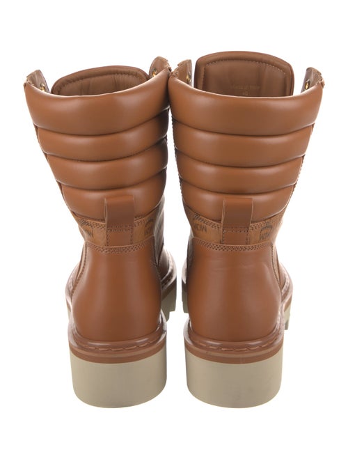 MCM Signature Logo Leather Combat Boots