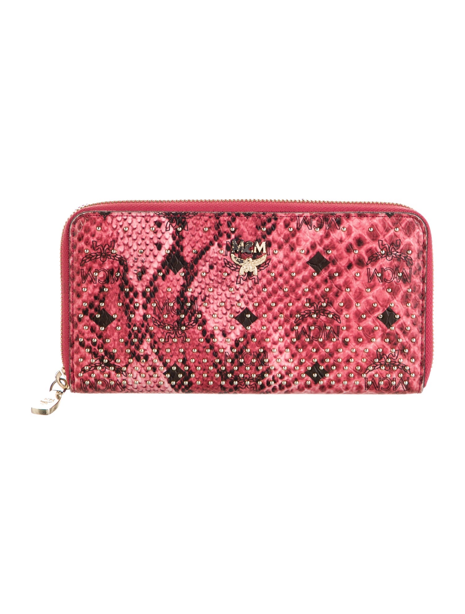 MCM Embossed Leather Animal Print Continental Wallet