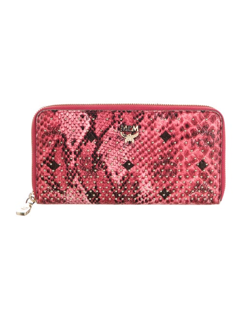 MCM Embossed Leather Animal Print Continental Wallet