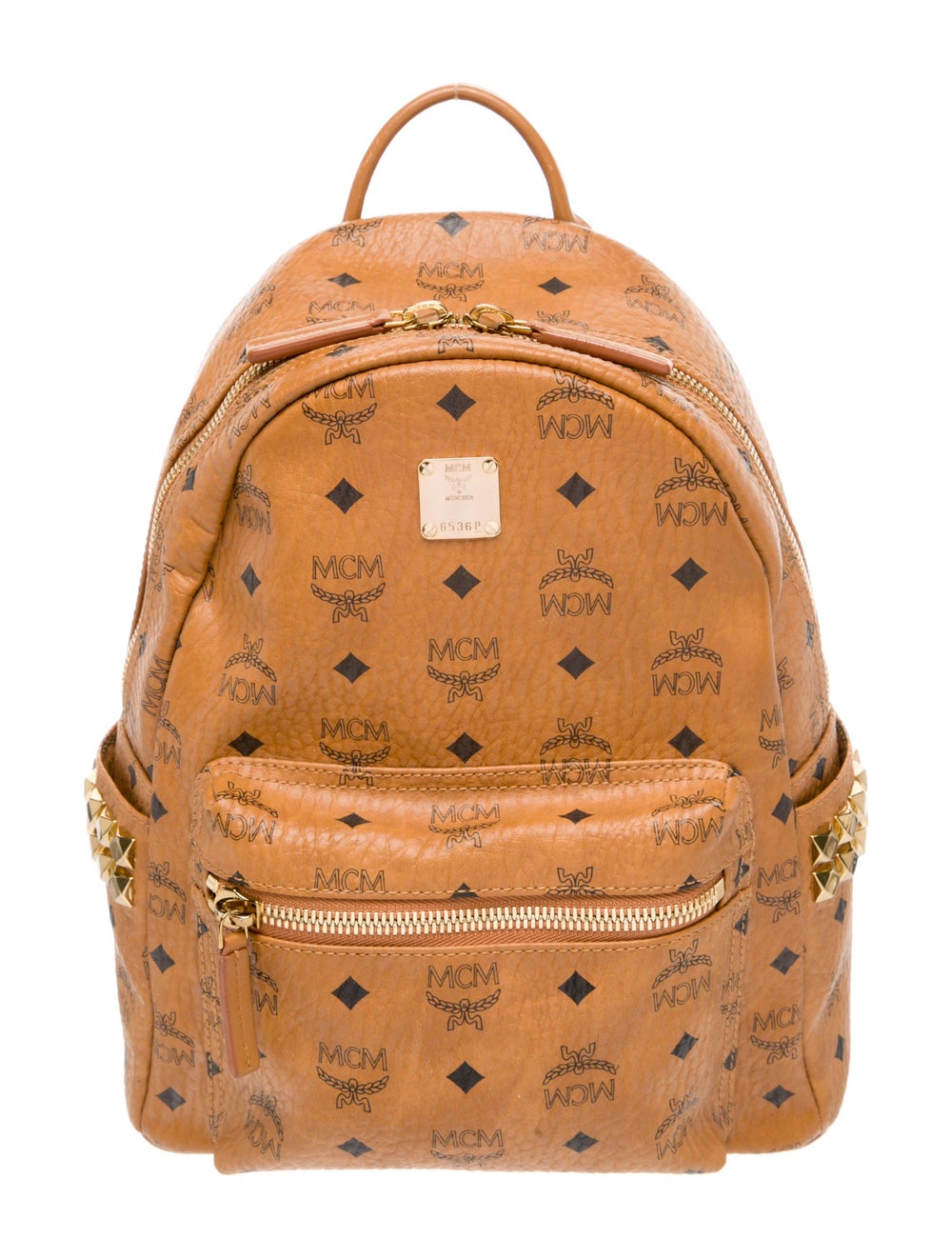 MCM Backpack Brown Monogram Pattern Gold-Tone Har… - image 1