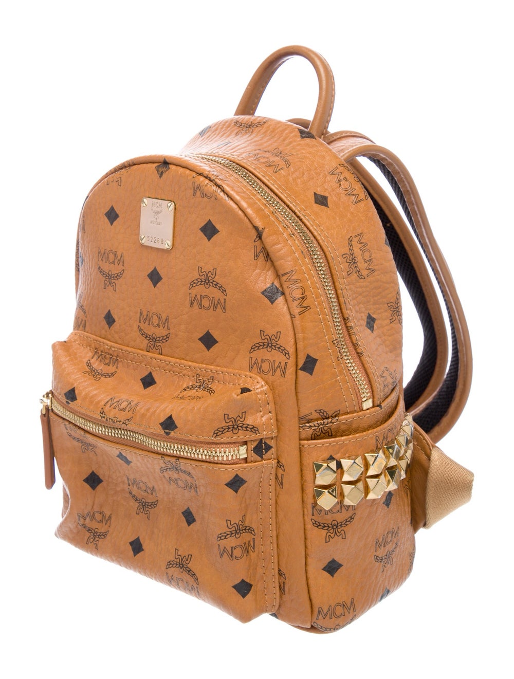 MCM Backpack Brown Monogram Pattern Gold-Tone Har… - image 2