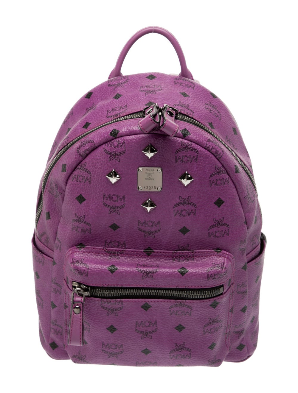 MCM Backpack Purple Monogram Pattern Silver-Tone … - image 1