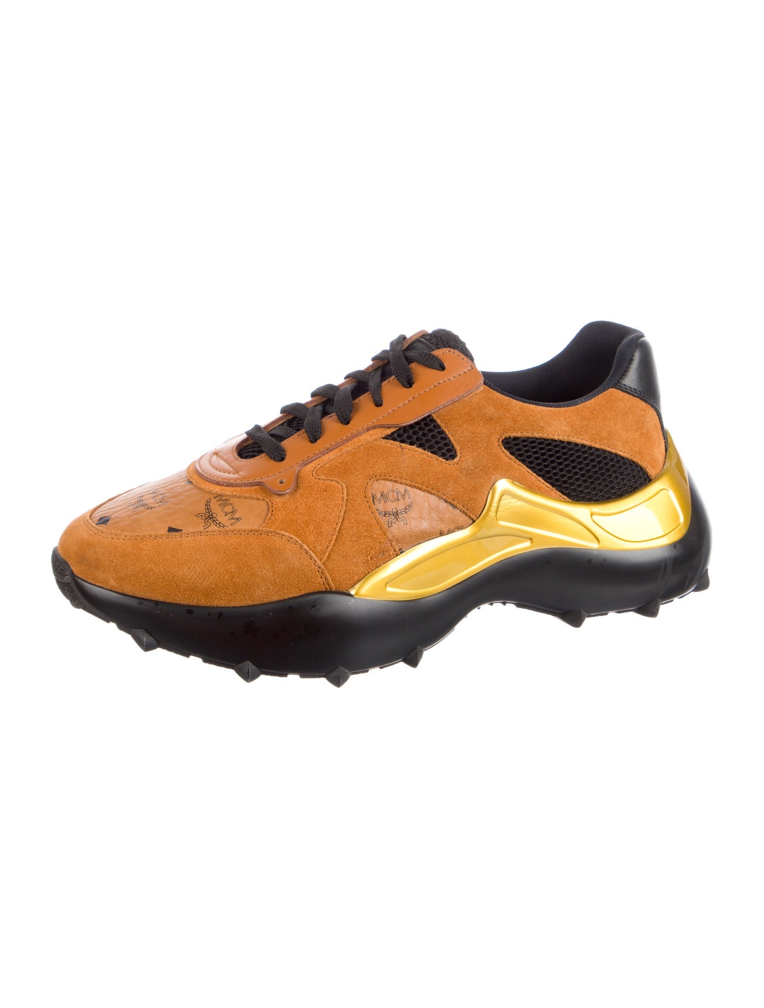 MCM Suede Colorblock Pattern Athletic Sneakers