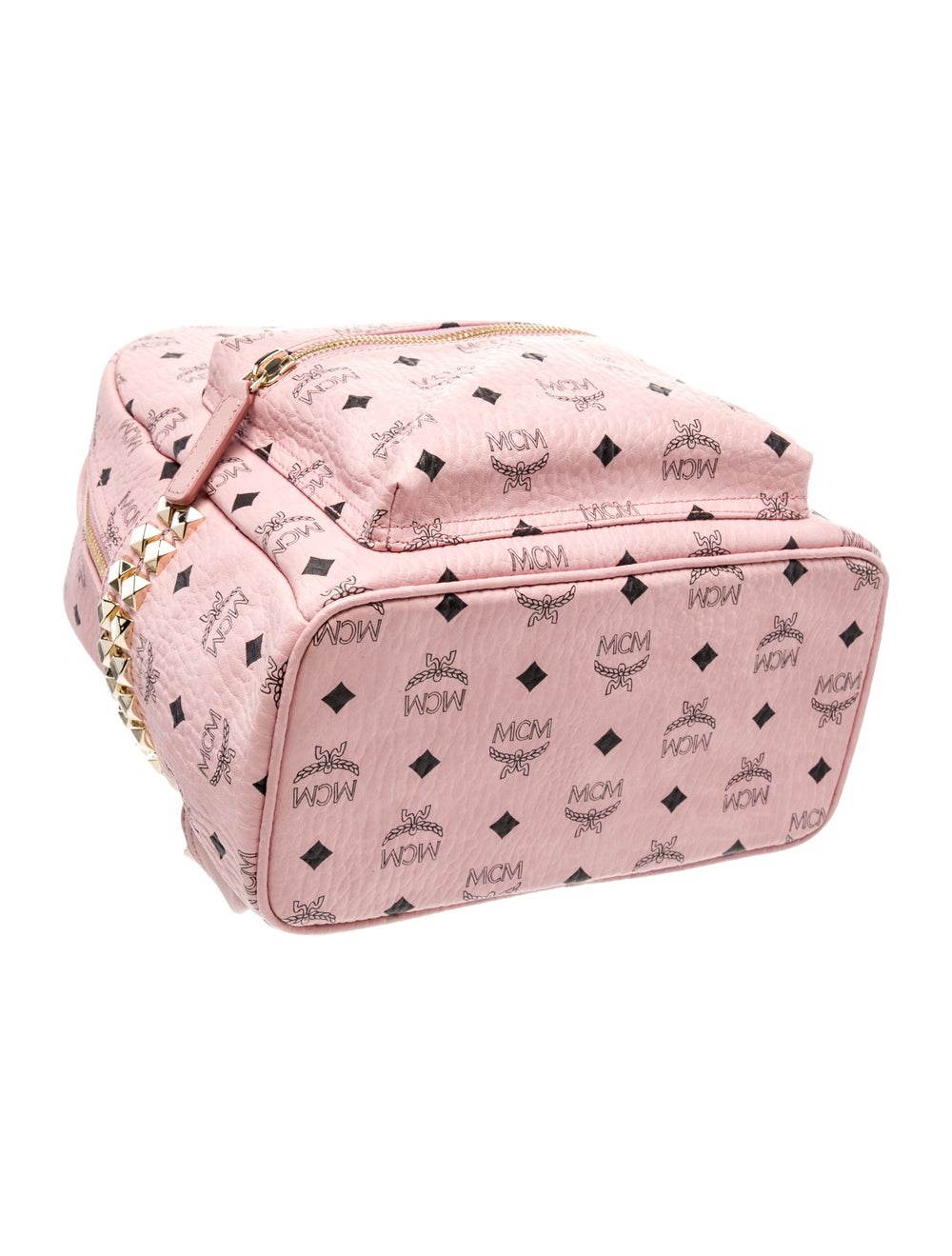 MCM Backpack Pink Monogram Pattern Gold-Tone Hard… - image 5